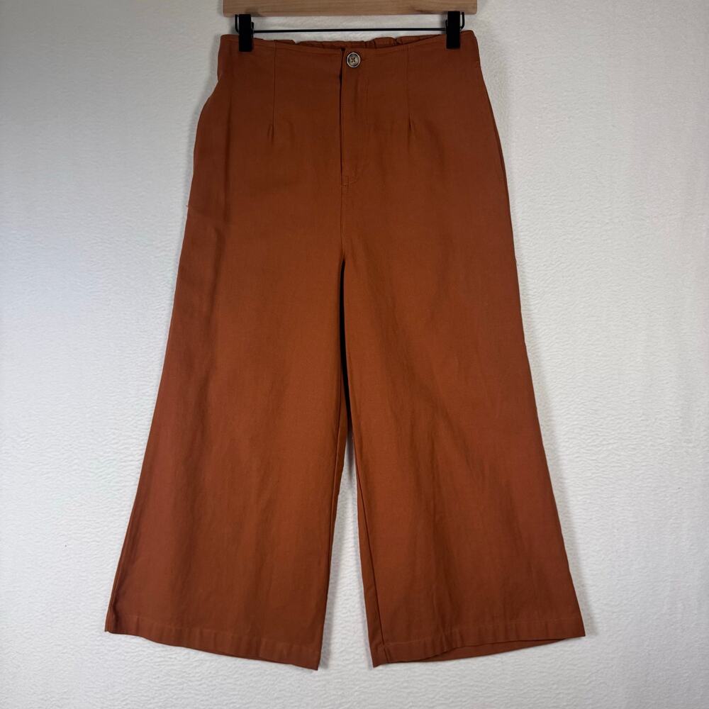 Good Luck Gem High Waist Wide Leg Crop Cotton Pants sz Medium Boho Coastal NWT